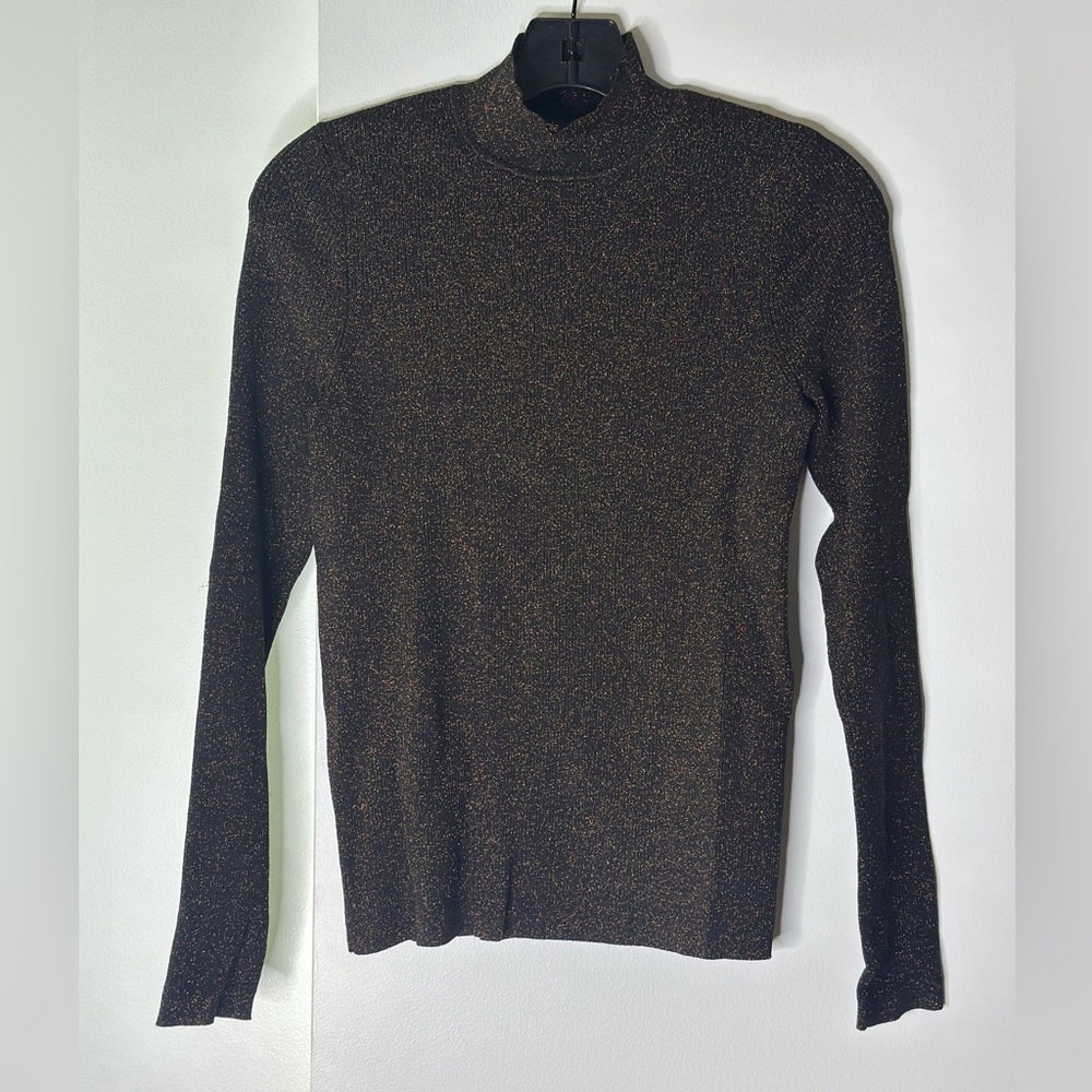 Maje Black and Gold Turtleneck Sweater in sz 3 aka S (US)